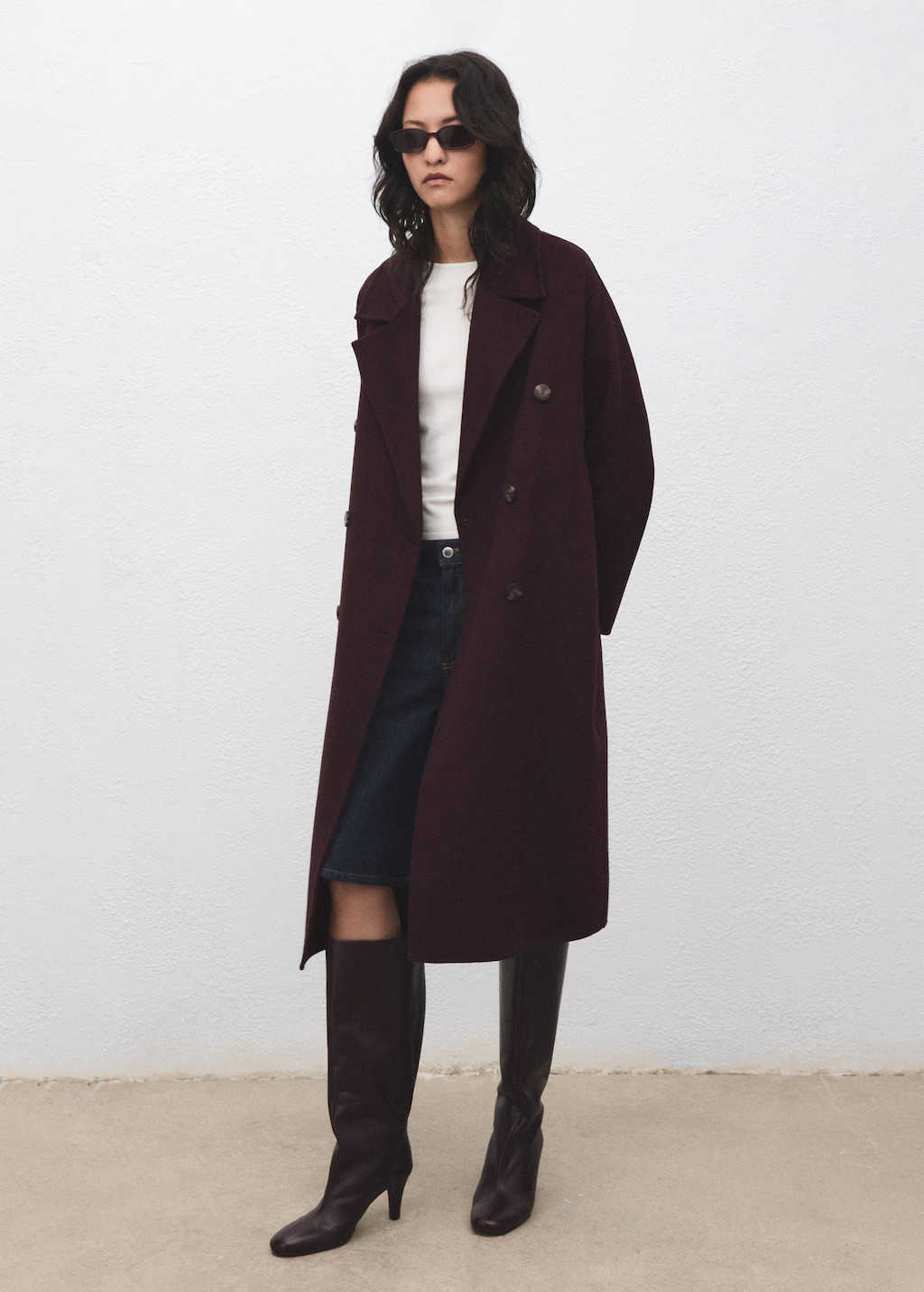 Handmade oversized wool coat wine - Woman - M - MANGO | Mango (US/MX/AU)