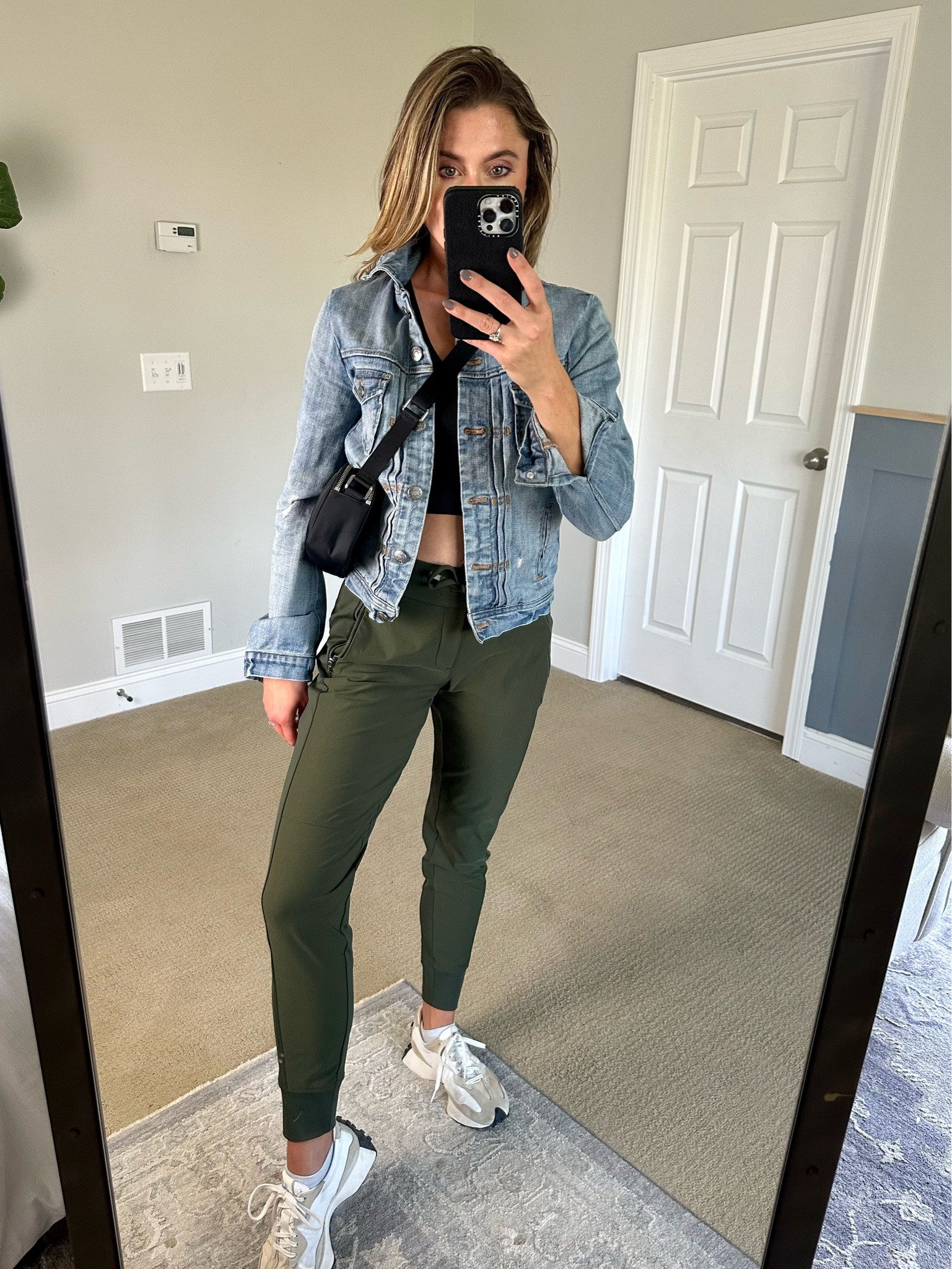 Fall athleisure🙌🏻 These green joggers are such a staple. Comfortable and so flattering with just the right amount of stretch. 

#LTKover40 #LTKstyletip #LTKfitness