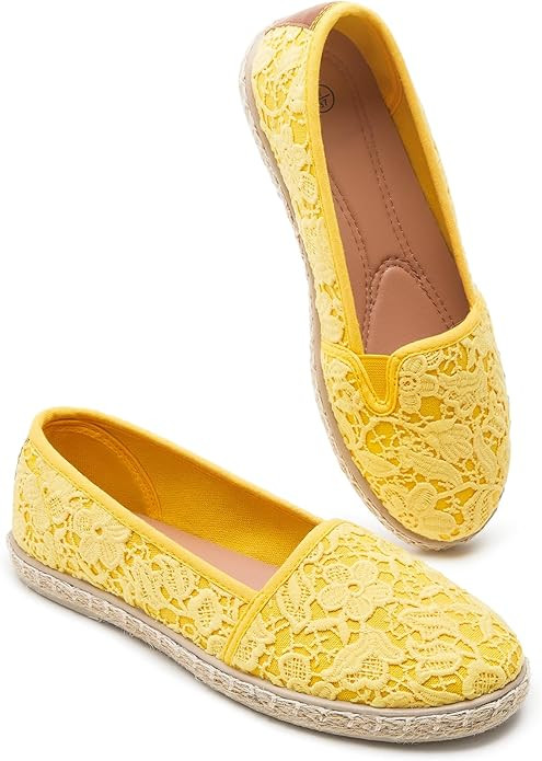 BABUDOG Women's Flats with Flower Embroideried,White Lace Ballet Flats,Comfortable Dress Flats | Amazon (US)