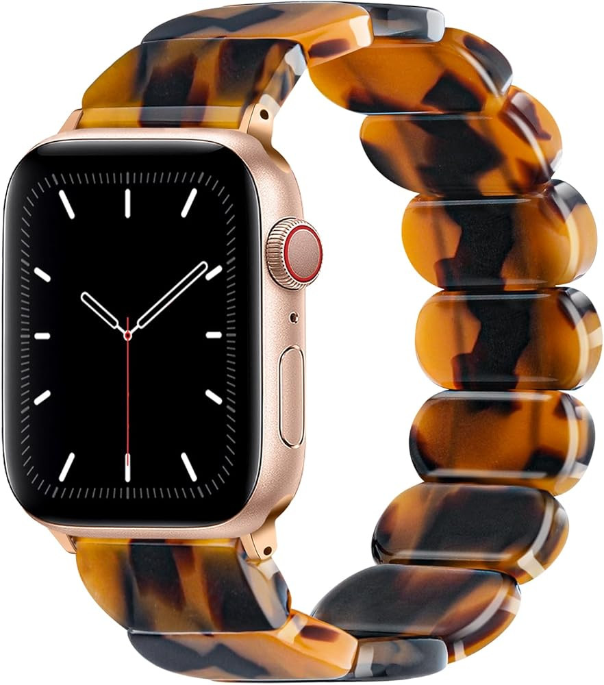 Stretchy Resin Watch Band Compatible with Apple Watch 40mm 38mm 44mm 42mm 41mm 45mm 49mm Women Me... | Amazon (US)