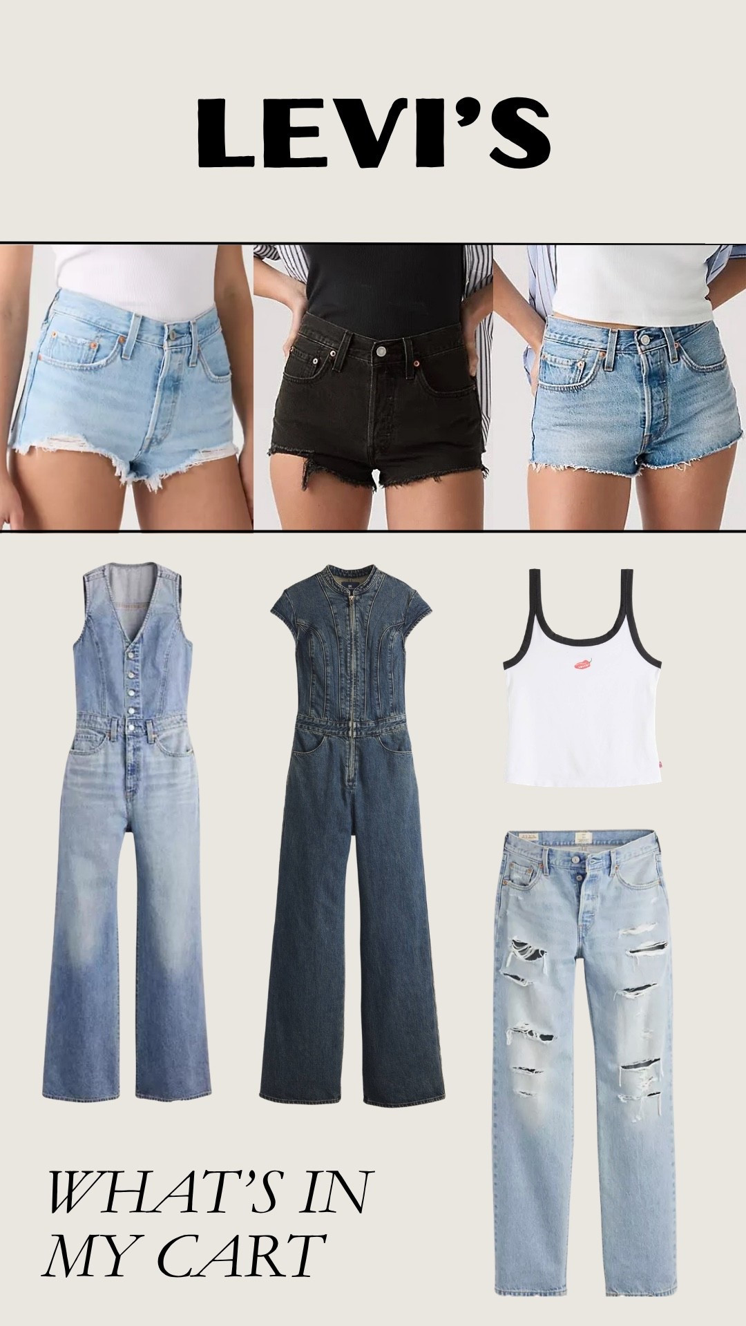 What’s in my Cart: Levi’s Addition 💙 So excited to have the micro shorts for this summer!! Shop all my links below :) 