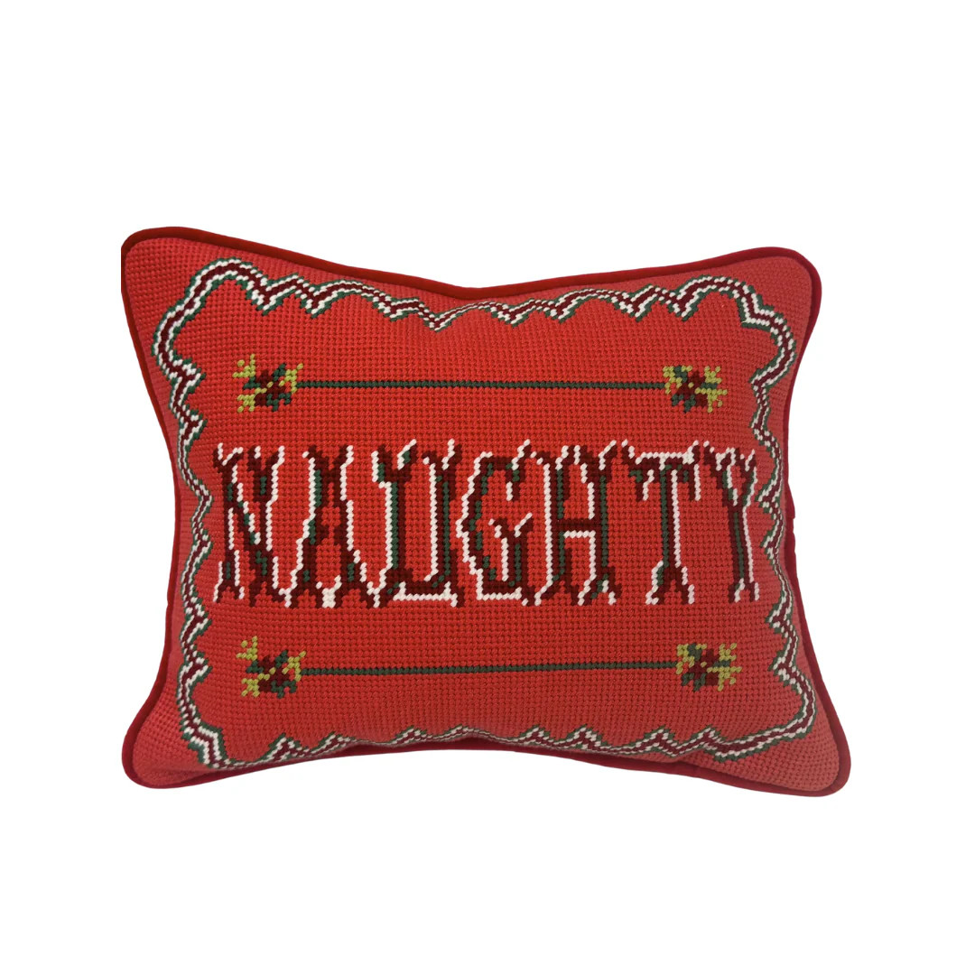 Naughty Needlepoint Pillow | Biscuit Home