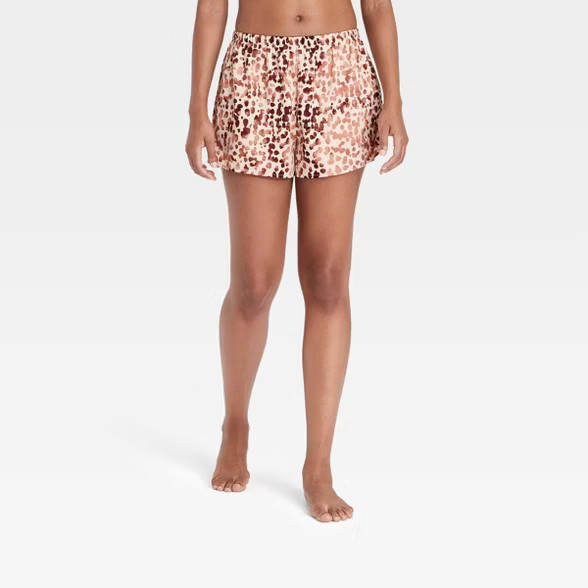 Women's Animal Print Satin Pajama Shorts - Stars Above™ Tan XL | Target