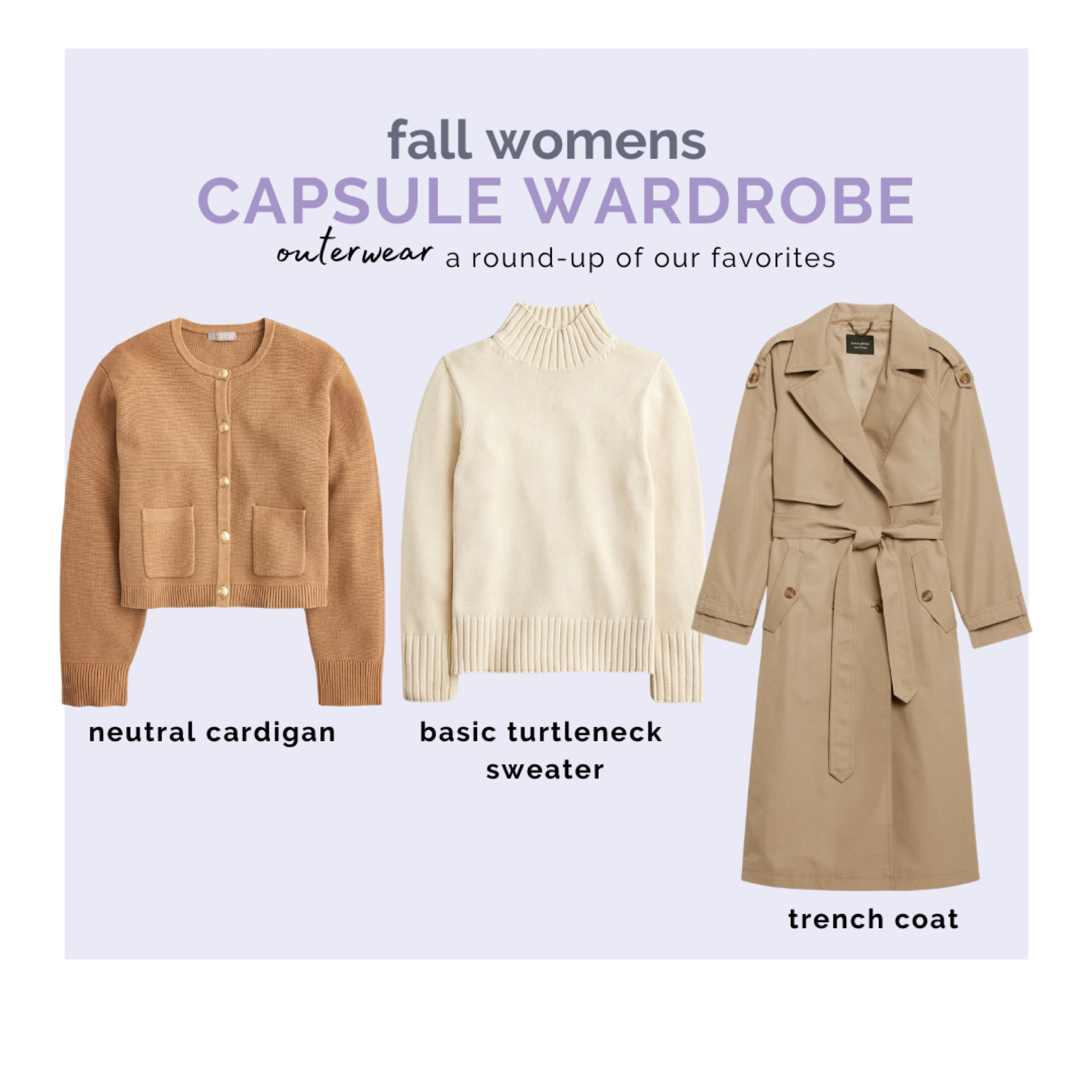 fall capsule wardrobe essentials include a chic neutral cardigan, a basic turtleneck sweater, and a trench coatt

#LTKSeasonal #LTKGiftGuide #LTKStyleTip
