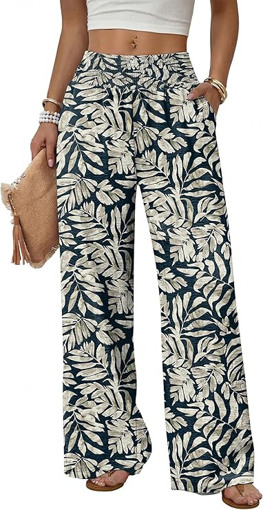 Sampeel Wide Leg Pants Woman High Waist Trousers with Pockets Casual Lounge | Amazon (US)