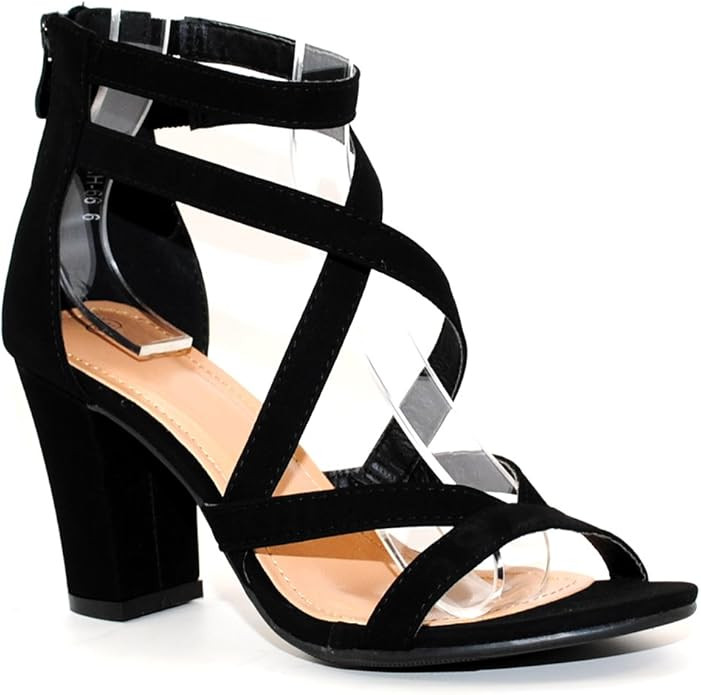 TRENDSup Collection Women's Chunky Heel Ankle Strap Sandals | Amazon (US)