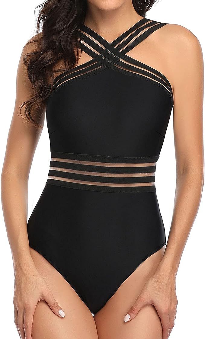 Tempt Me Women Crisscross One Piece Swimsuit Tummy Control Bathing Suit Front Crossover Swimwear | Amazon (US)