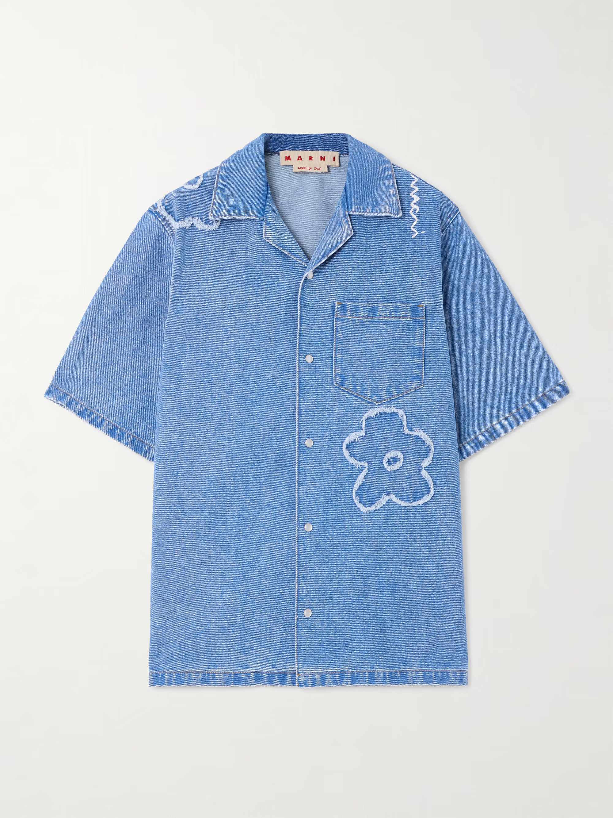 Embroidered frayed denim shirt | NET-A-PORTER (US)
