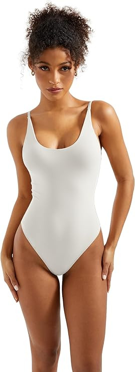 SUUKSESS Women Sexy Scoop Neck Thong Bodysuit Backless Cami Bodysuit Top | Amazon (US)