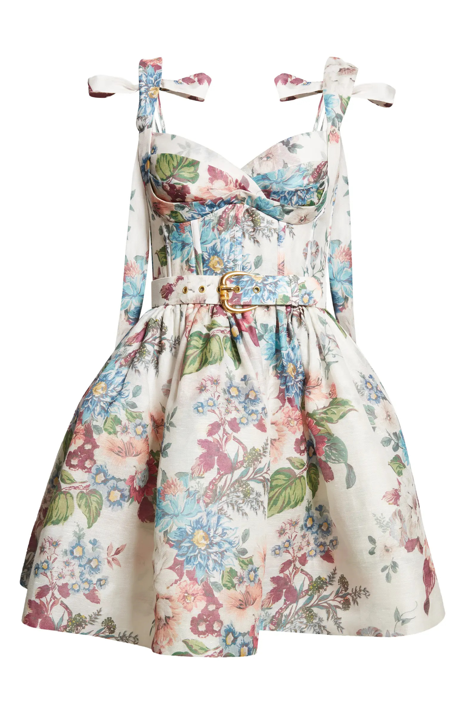 Zimmermann Matchmaker Bustier Corset Linen & Silk Organza Mini Sundress | Nordstrom | Nordstrom