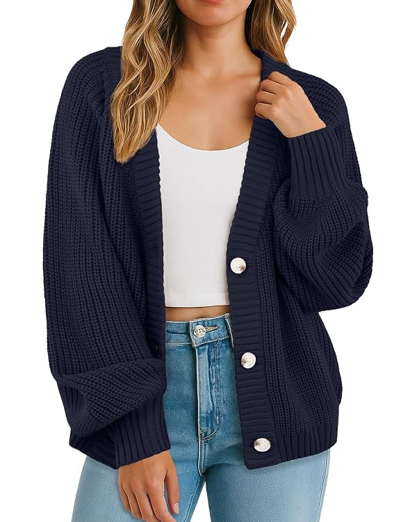 GRECERELLE Women's Cardigan Sweater Thick Knitted Open Front Long Sleeve Button Up Loose Casual O... | Amazon (US)