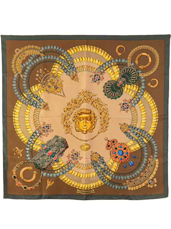 Hermès Pre-Owned 20th Century Kosmima Silk Scarf Scarves | Brown | FARFETCH UK | Farfetch Global