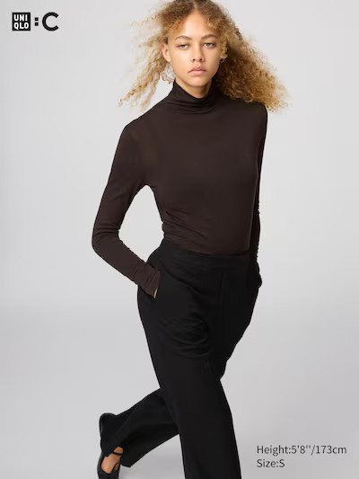 HEATTECH Cashmere Blend T-Shirt | Extra Warm | TurtleneckColor: 38 DARK BROWNSize: WOMEN MXSSMLXL... | UNIQLO (US)