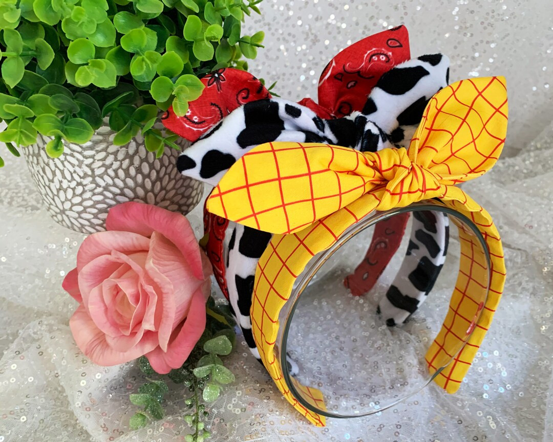Toy Sheriff Hand-knotted Bow Headbands. Retro Top Knot. Women's Hair Accessories. Cow Print Headb... | Etsy (US)