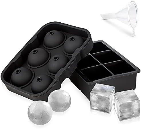 Ice Cube Trays Silicone Set of 2, Ice Ball Maker Mold, Whiskey Ice Ball Mold, Round Ice Cube Mold... | Amazon (US)