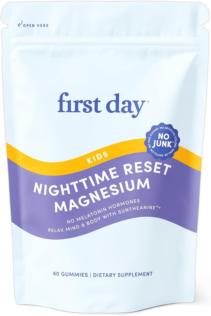 FIRST DAY Kids Magnesium Citrate Gummies (Ages 4+) with No Melatonin | Calm Kids Magnesium Gummie... | Amazon (US)