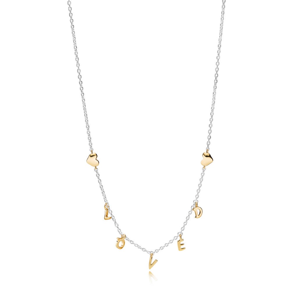 Loved Script Necklace, PANDORA Shine™ PANDORA Shine and sterling silver | Pandora (US)