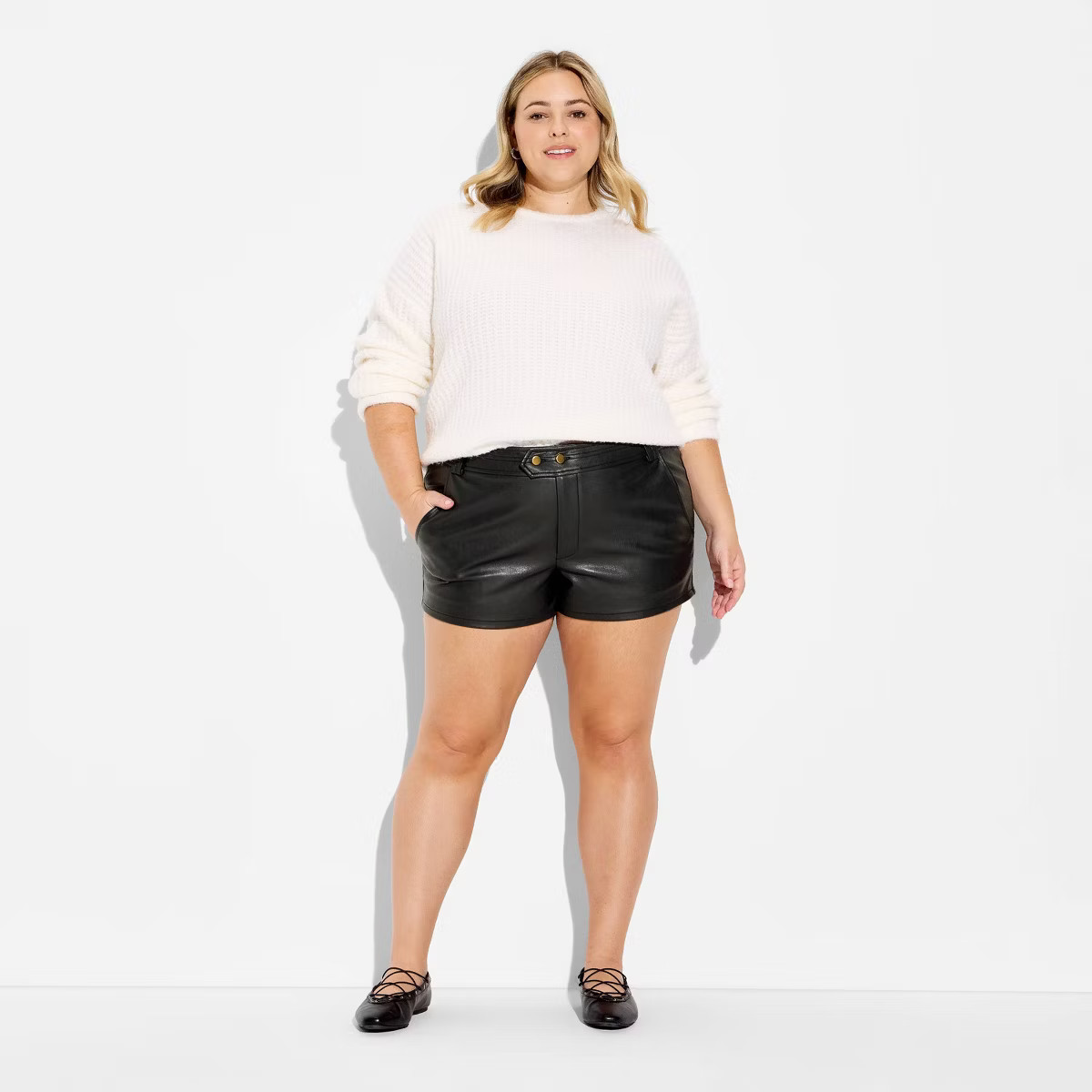 Women's Low-Rise Faux Leather Hot Shorts - Wild Fable™ Black 17 | Target