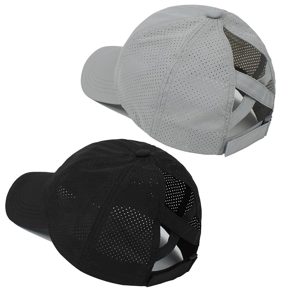 Muryobao 2 Packs Womens Criss Cross Ponytail Baseball Cap High Messy Bun Ponycap Quick Drying Mes... | Amazon (US)