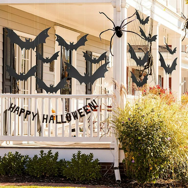 10pcs Halloween Hanging Bats Spider Decorations Outdoor,3D Realistic Scary Flying Bats with Glowi... | Walmart (US)