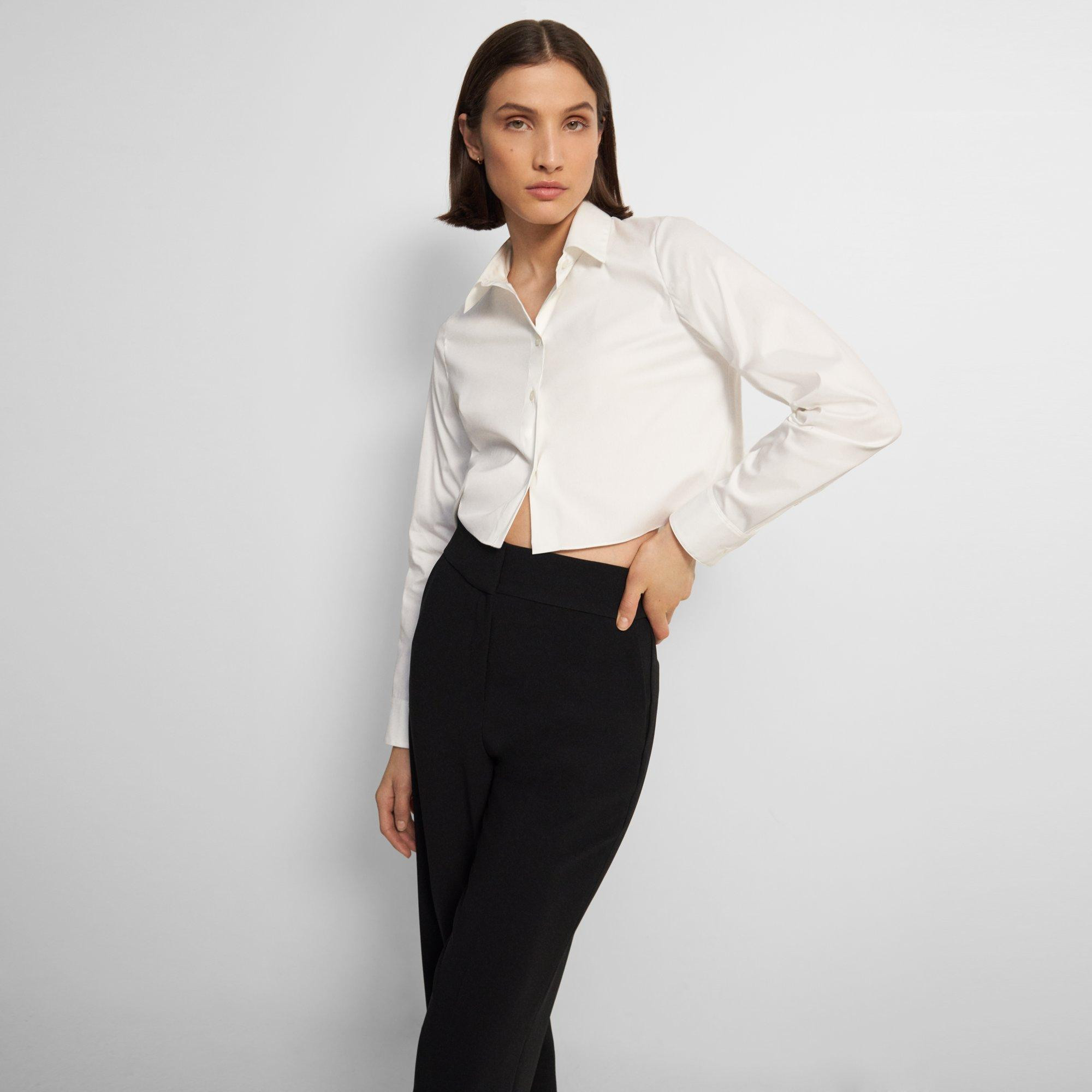 Cropped Shirt in Good Cotton | Theory