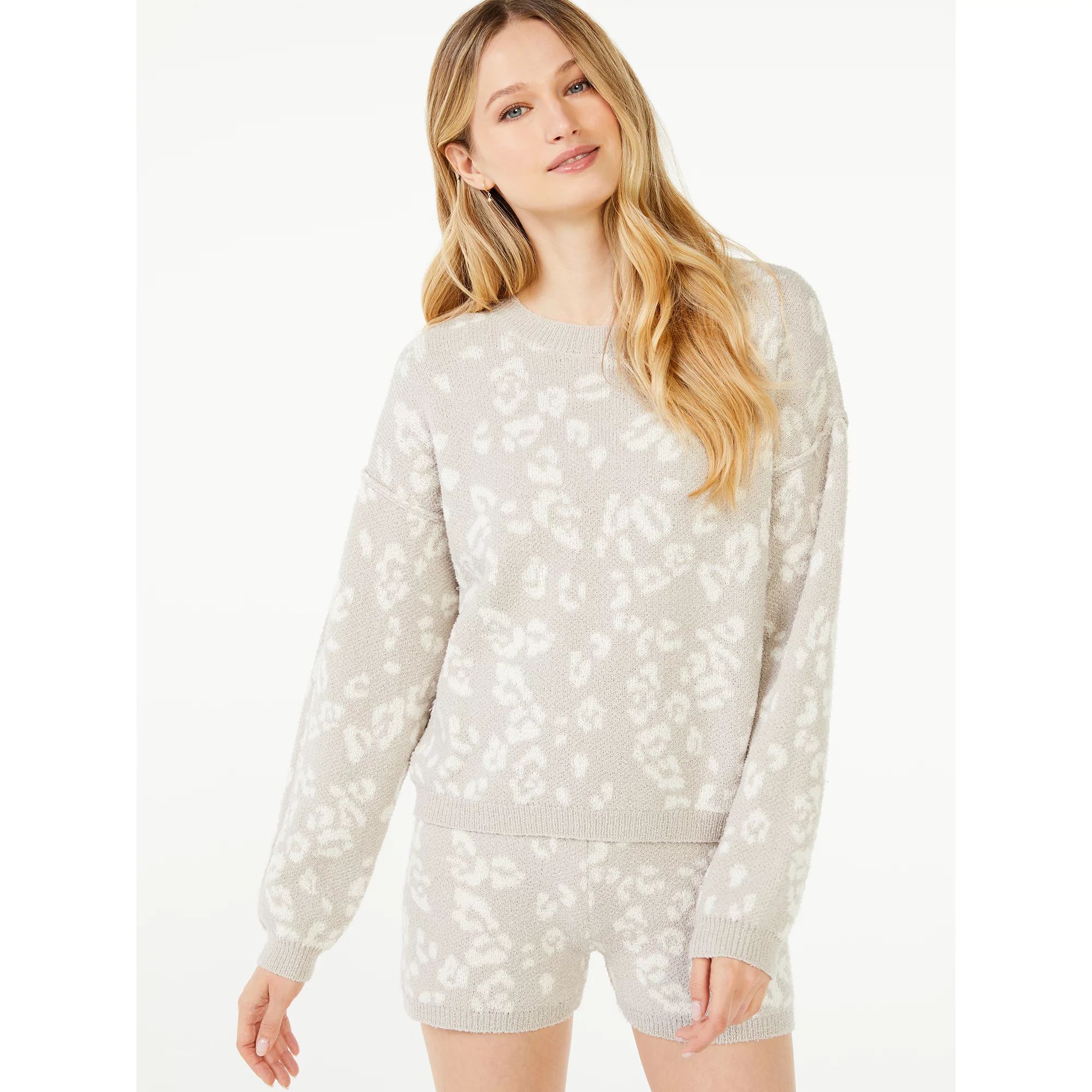 Scoop Women's Leopard Print Pullover Sweater | Walmart (US)