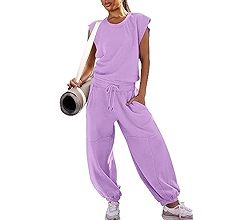 LAMISSCHE Womens Oversized Wide Leg Jumpsuit with Pockets Elastic Waist Workout Onesie Romper Ope... | Amazon (US)