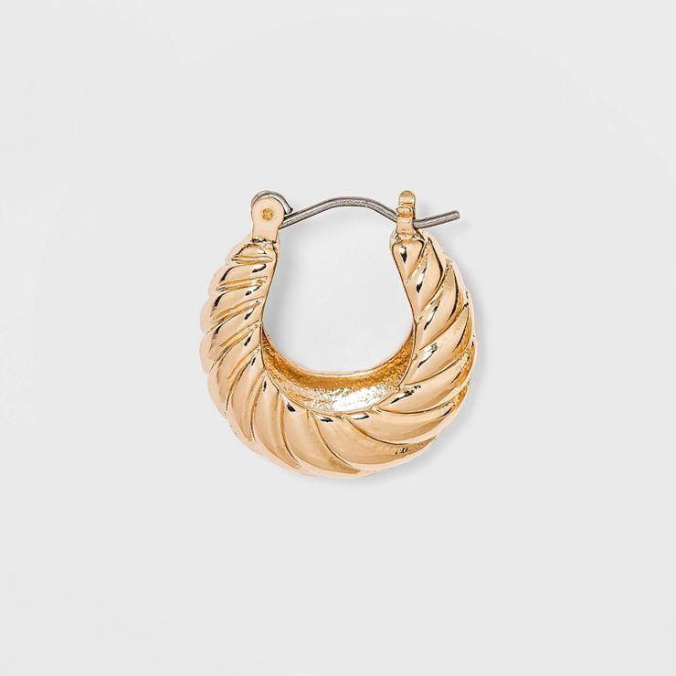 Textured Huggie Hoop Earrings - A New Day™ Gold | Target