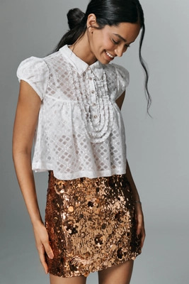 Maeve Puff-Sleeve Cropped Swing Top | Anthropologie (US)