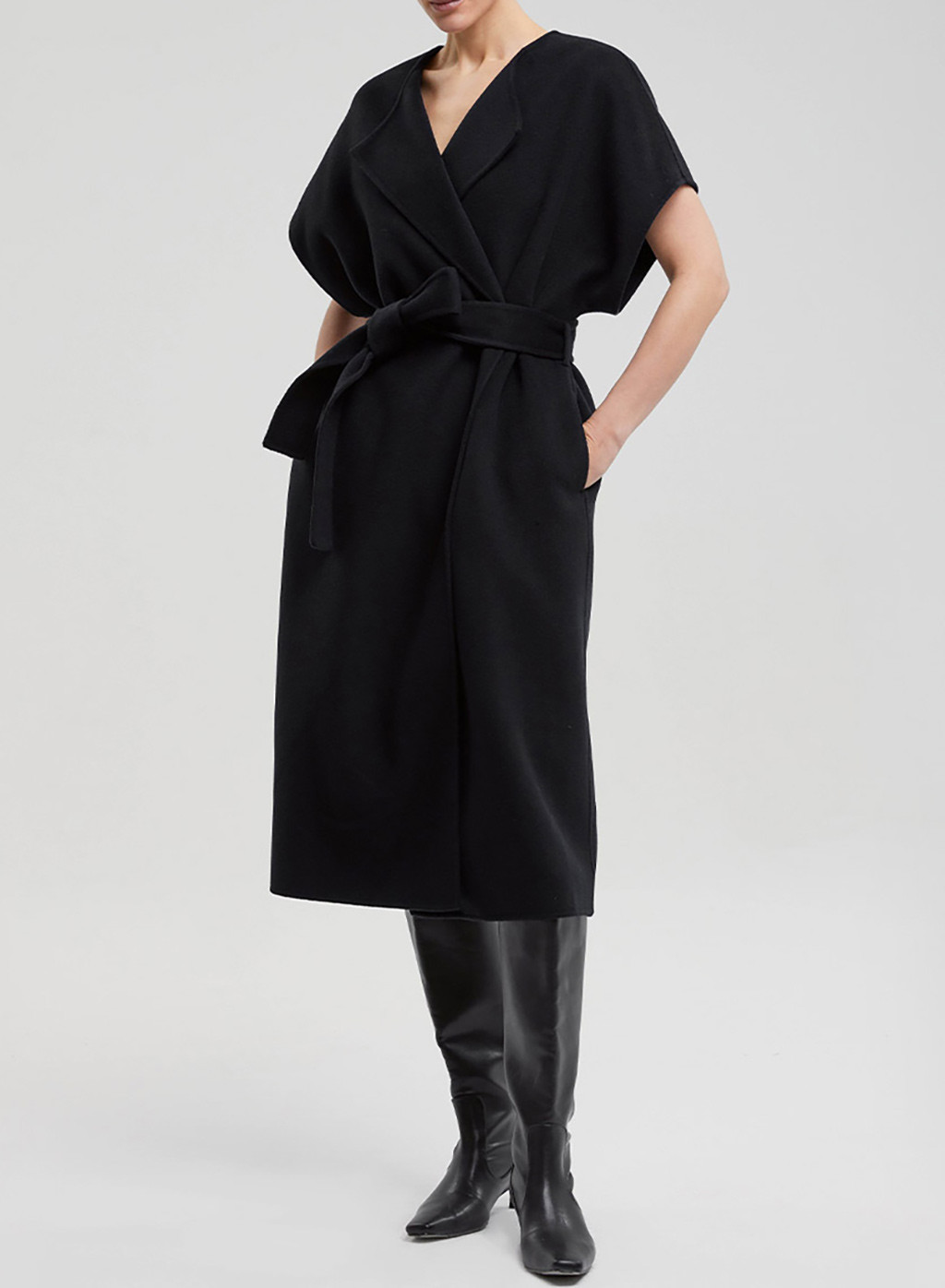 Belted Long Vest Wool Coat | NAP Loungewear