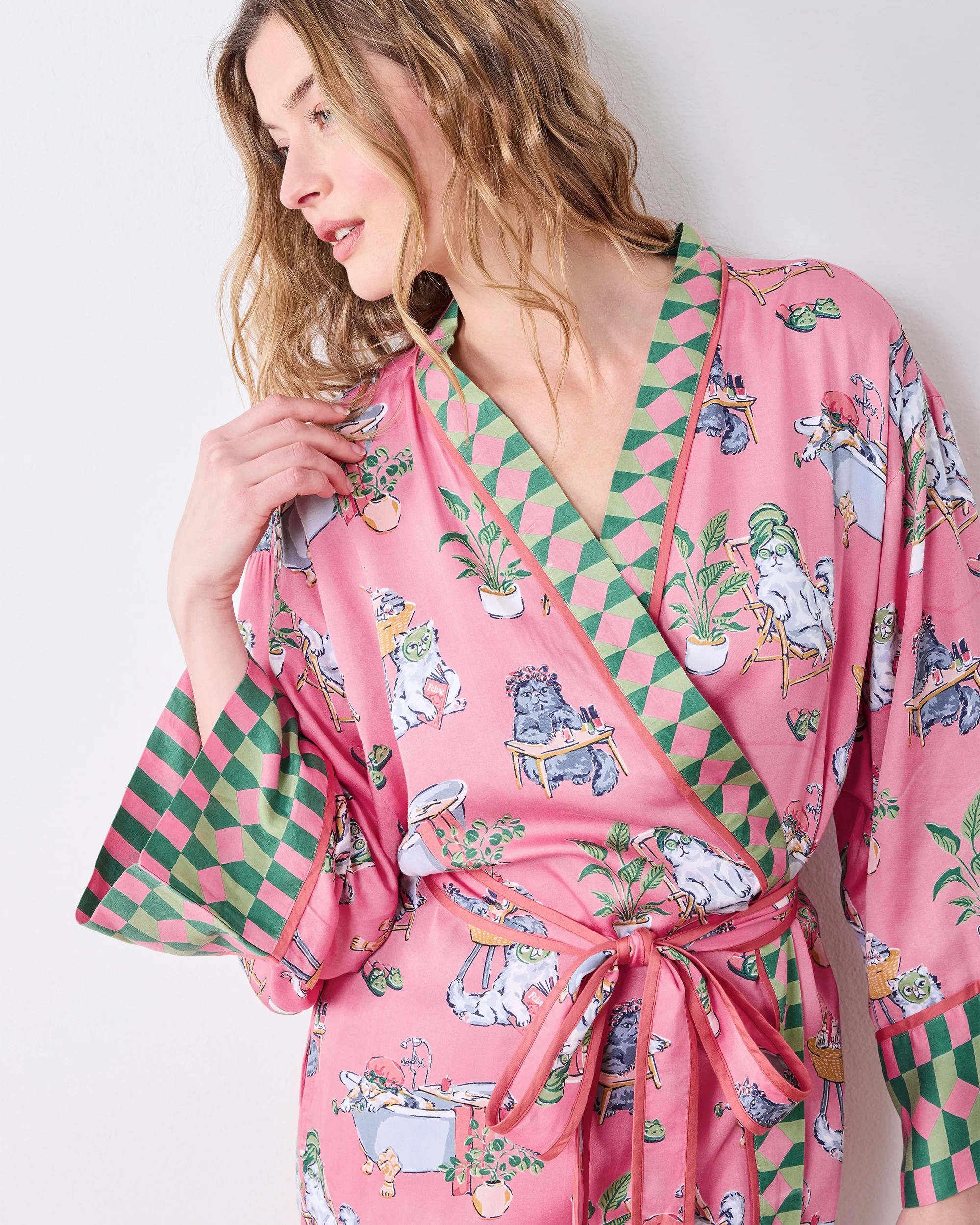 Spa Day - Eco Satin Robe - Pink Polish | Printfresh