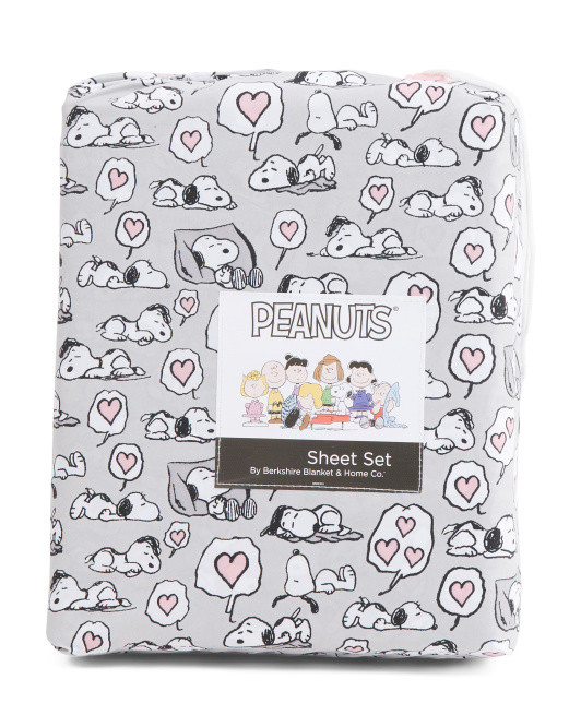 Snoopy Sleeps Heart Sheet Set | TJ Maxx