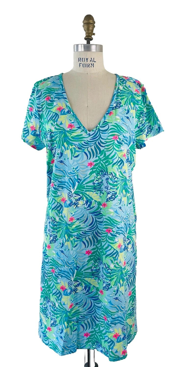 Lilly Pulitzer Etta T-shirt Dress Cotton Short Sleeve Multi Via Pagiri Sz XL | eBay | eBay US