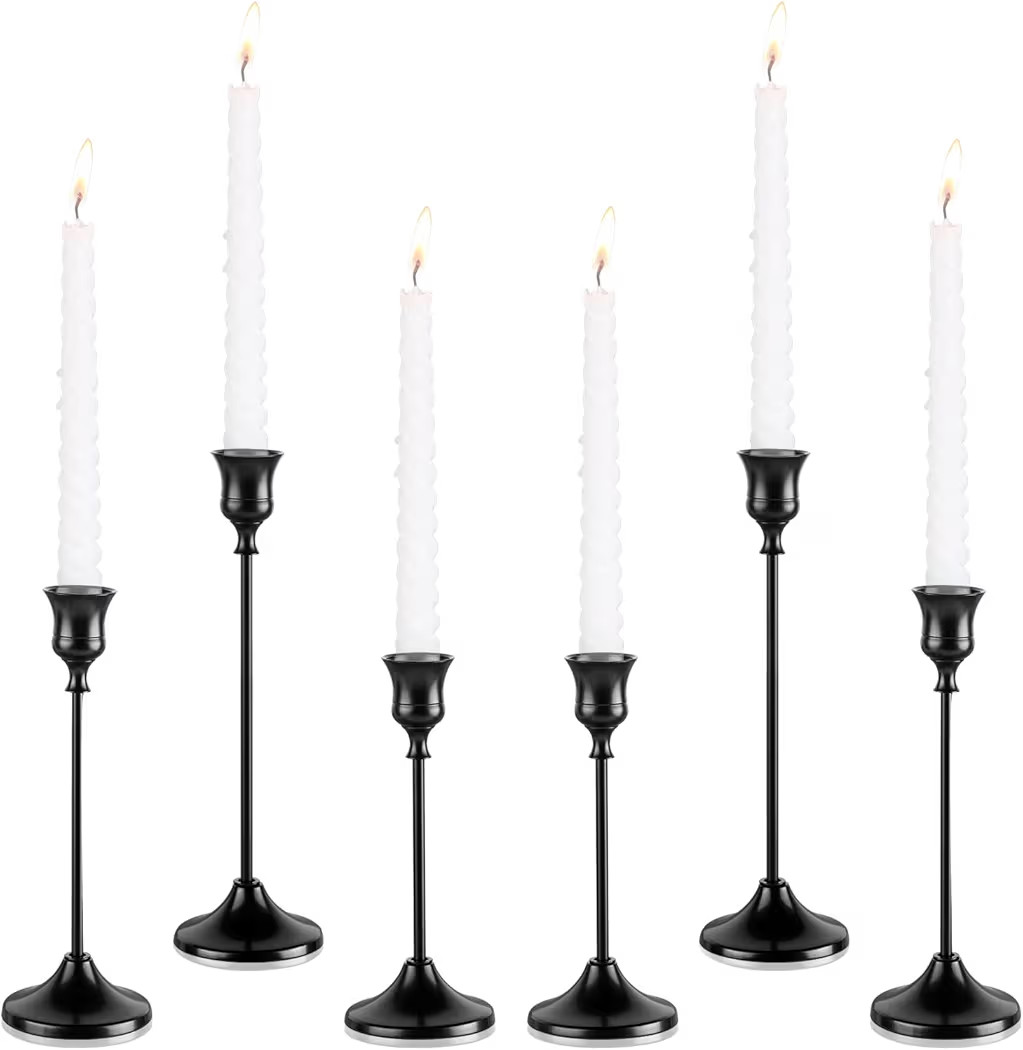 Candlestick Holders, 6PCS Metal Taper Candle Holder, Black Candle Holders for Candlesticks, Candl... | Amazon (US)