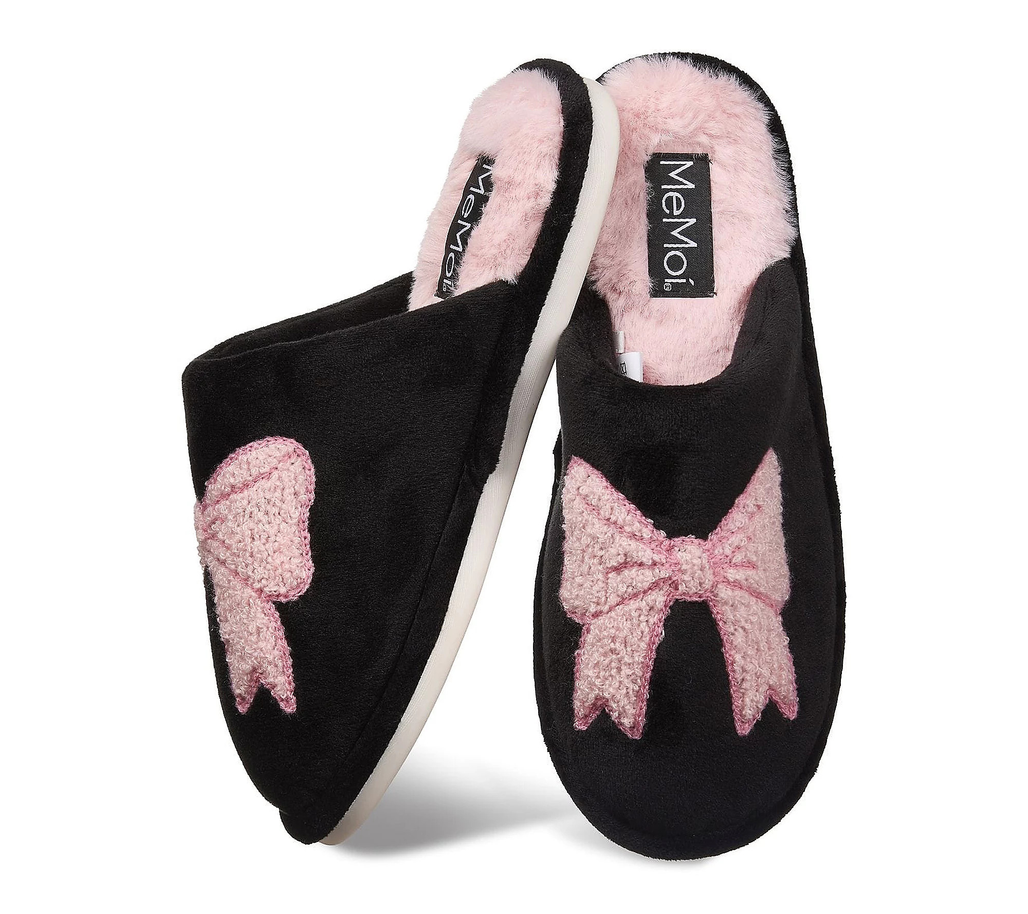 Memoi Women's Bow Plush Memory Foam Slippers | QVC