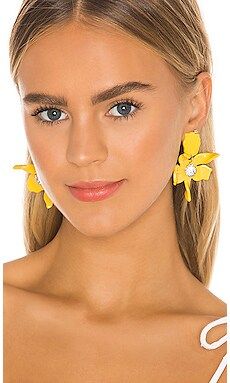 Lele Sadoughi Small Crystal Lily Earrings in Sunflower from Revolve.com | Revolve Clothing (Global)