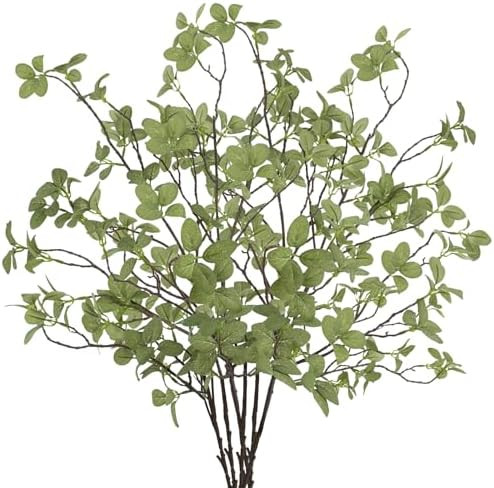 6 pcs Artificial Greenery Stems, 41.3’’ Tall Fake Plants Branches Faux Greenery Ficus Twig Le... | Amazon (US)