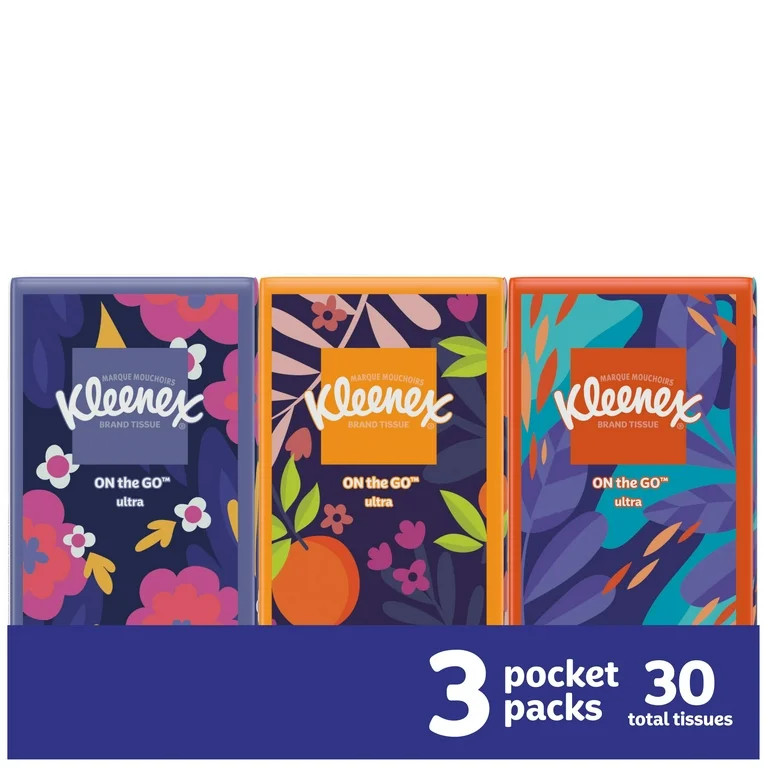 Kleenex On-the-Go Facial Tissues, 3 On-the-Go Packs | Walmart (US)