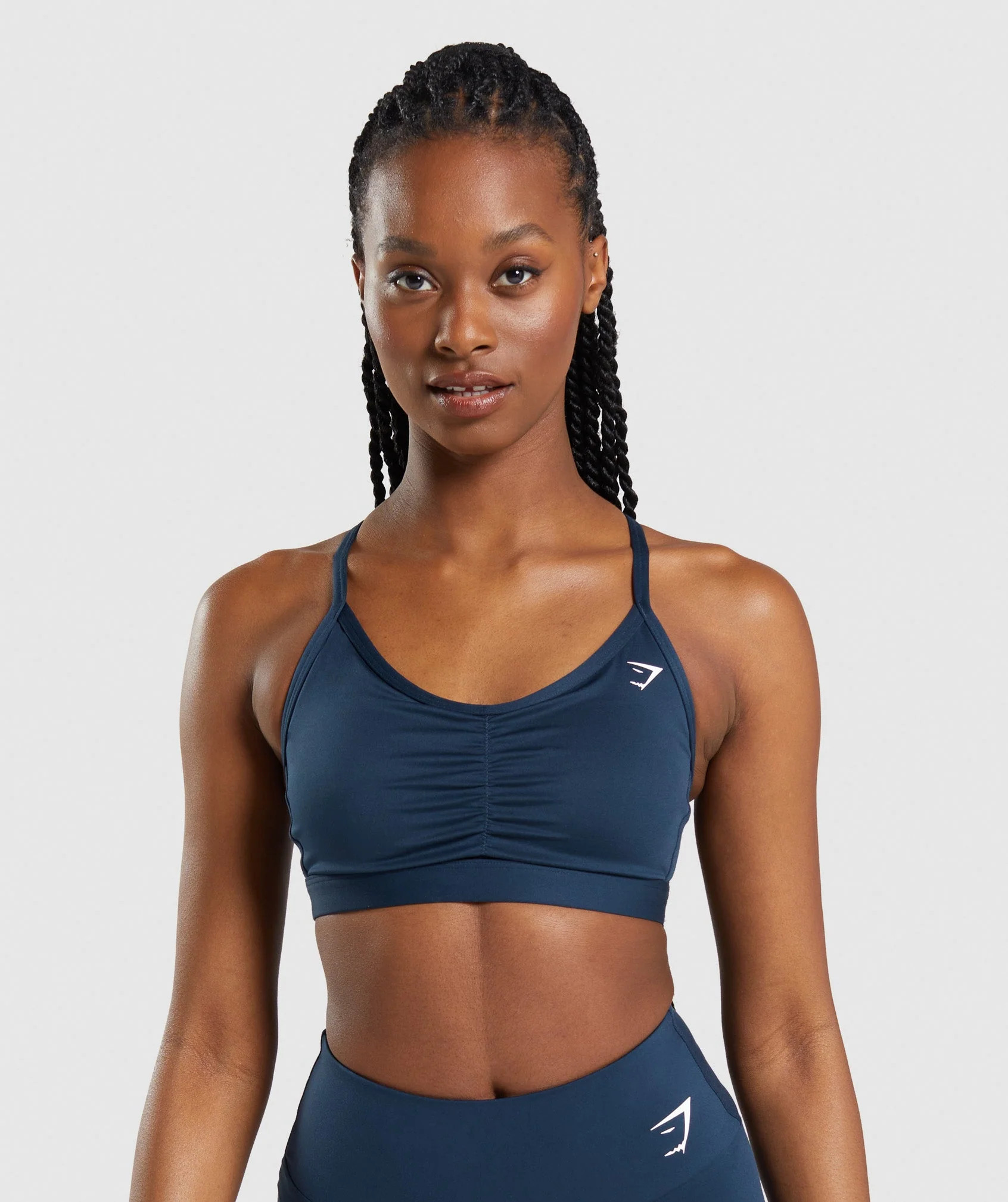 Gymshark Ruched Sports Bra - Navy | Gymshark CA