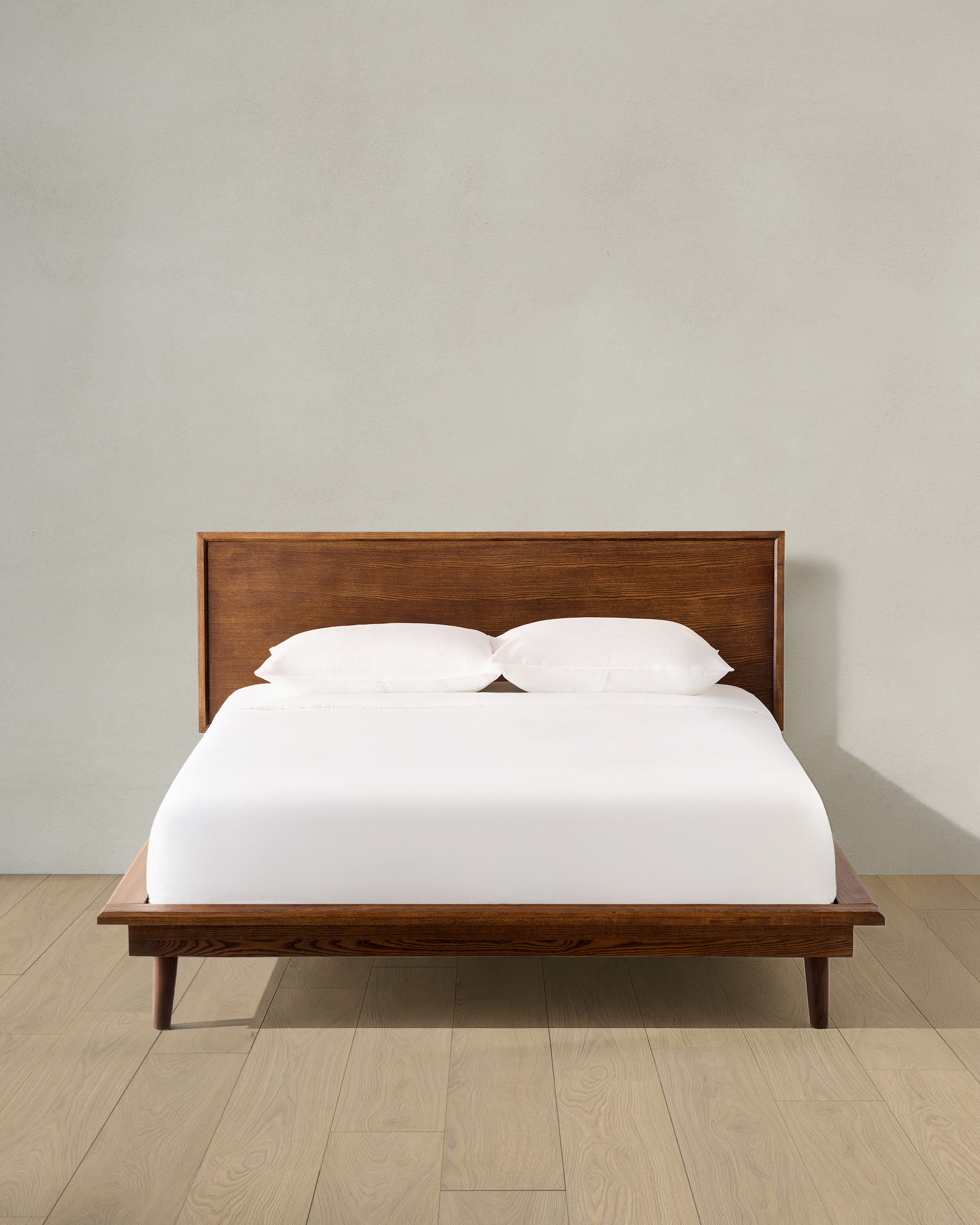 Quince | Solid Wood Midcentury Platform Bed in Chestnut Ash, Size King | Quince