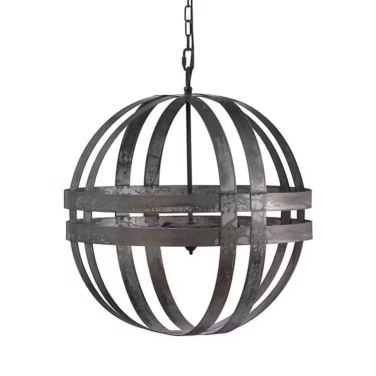 Double Banded Silver Metal Sphere Chandelier | Kirkland's Home
