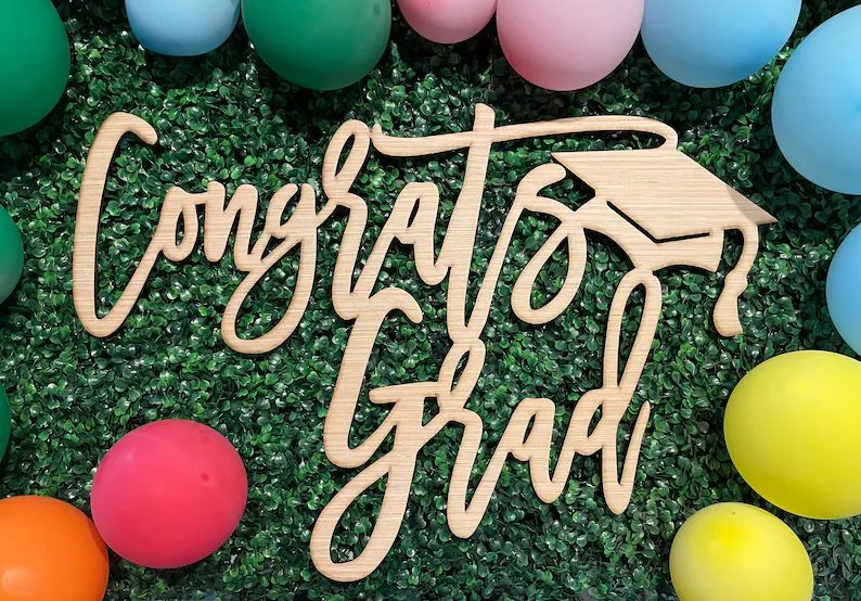 Congrats Grad 1 sign grad 17 x 26 inch unfinished 5 mm thick plywood | Etsy (US)