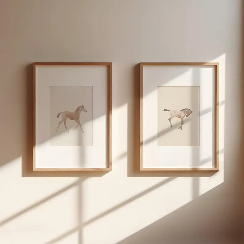 Watercolor Foal Print Set, Bay and Appaloosa Horses, Equestrian Art | Etsy (Global)