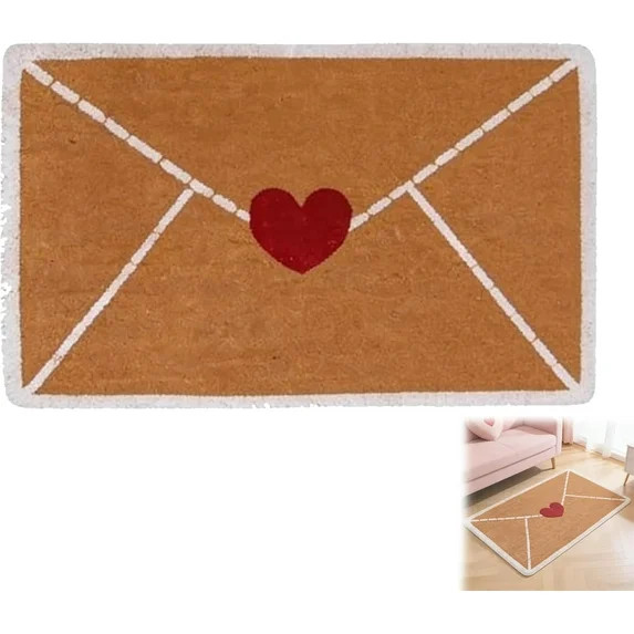 Valentine Rug Outdoor, Envelope Heart Door Mat, Red Love Heart Welcome Floor Mats, Non-Slip Heart... | Walmart (US)