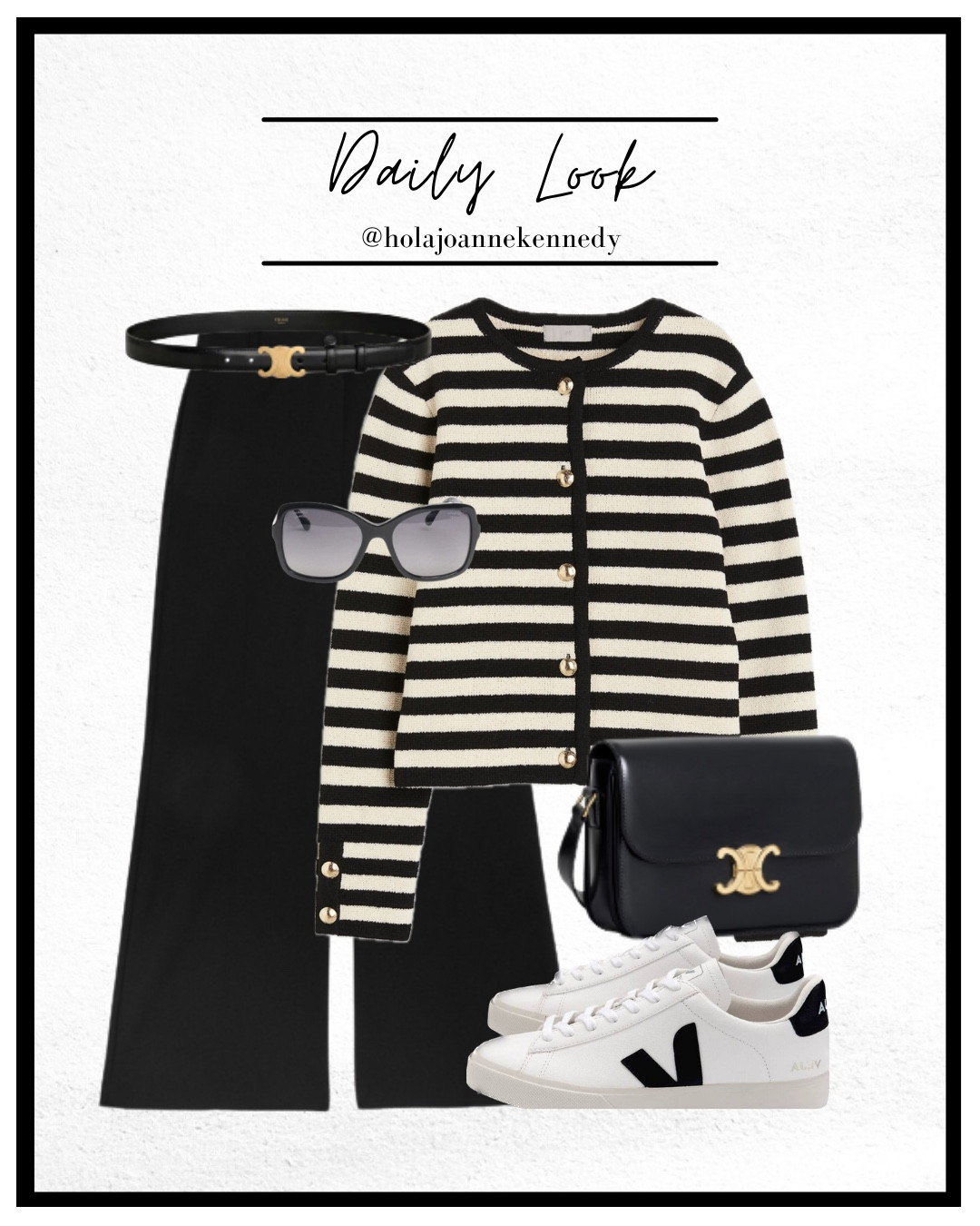 striped cardigan, spring cardigan outfit, black tailored trousers, veja trainers outfit, celine belt outfit, celine bag outfit, chic everyday outfit, capsule wardrobe style, classic spring outfit, minimal chic outfit, effortless style outfit, parisian inspired outfit 

#LTKspring #LTKuk #LTKstyletip