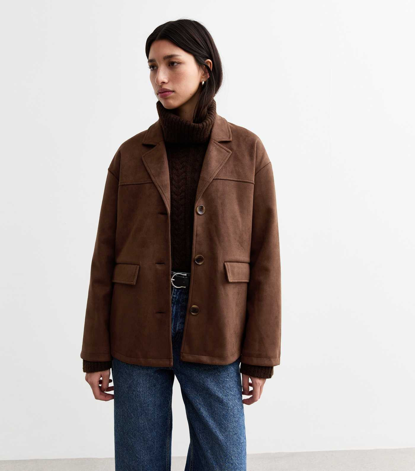 Brown Soft Faux Suede Lightweight Blazer
						
						Add to Saved Items
						Remove from Saved ... | New Look (UK)