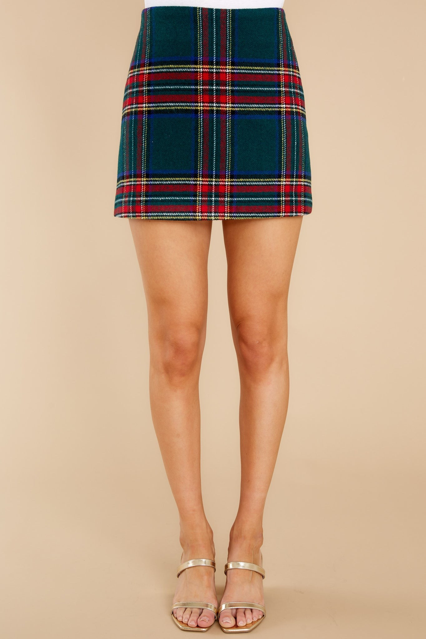 Taking The Reins Green Plaid Skirt | Red Dress 