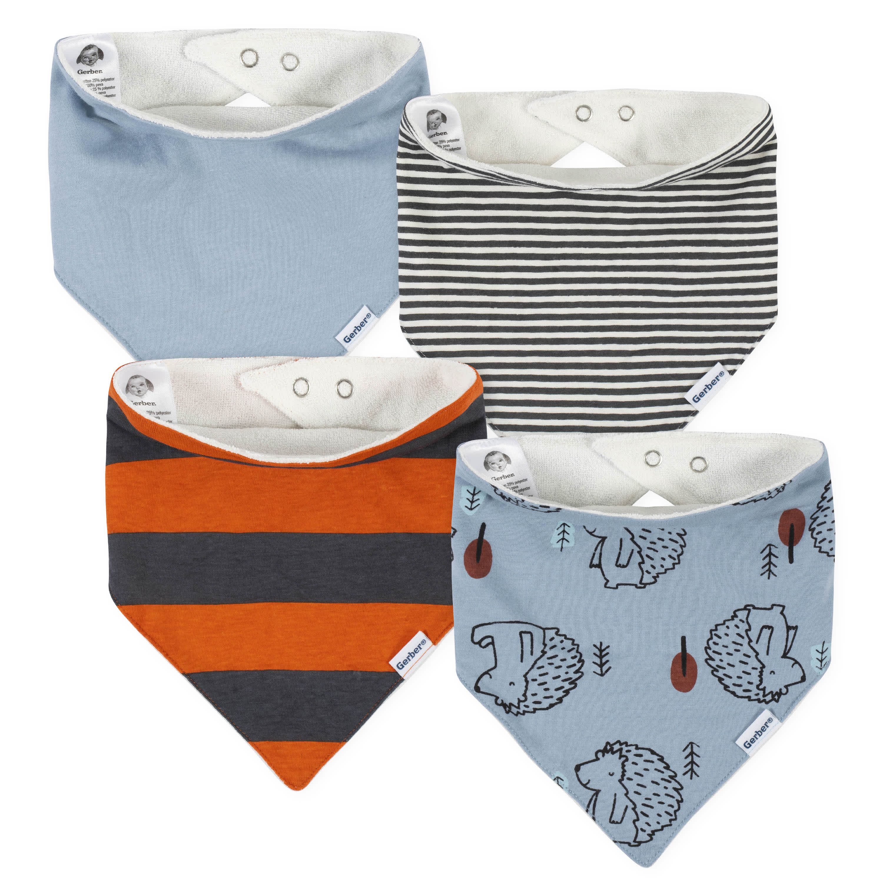 4-Pack Baby Boys Fox Bandana Bibs | Gerber Childrenswear