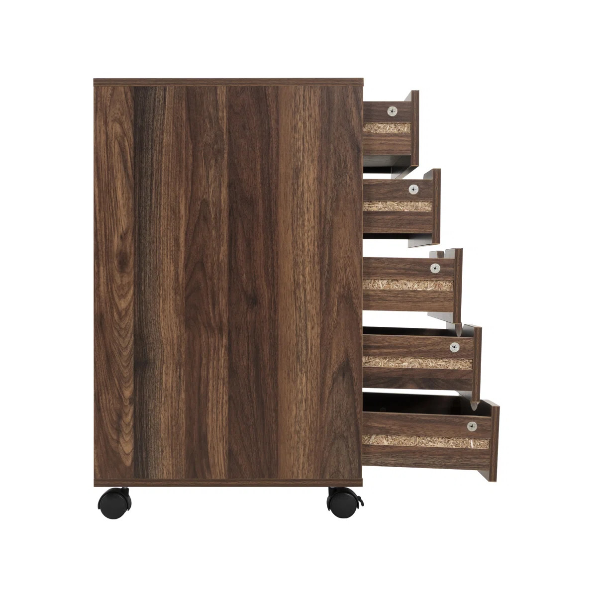Inbox Zero 5 Drawer Chest File Cabinet, Wooden Storage Filing Cabinet with Wheels, Office File Ca... | Wayfair North America
