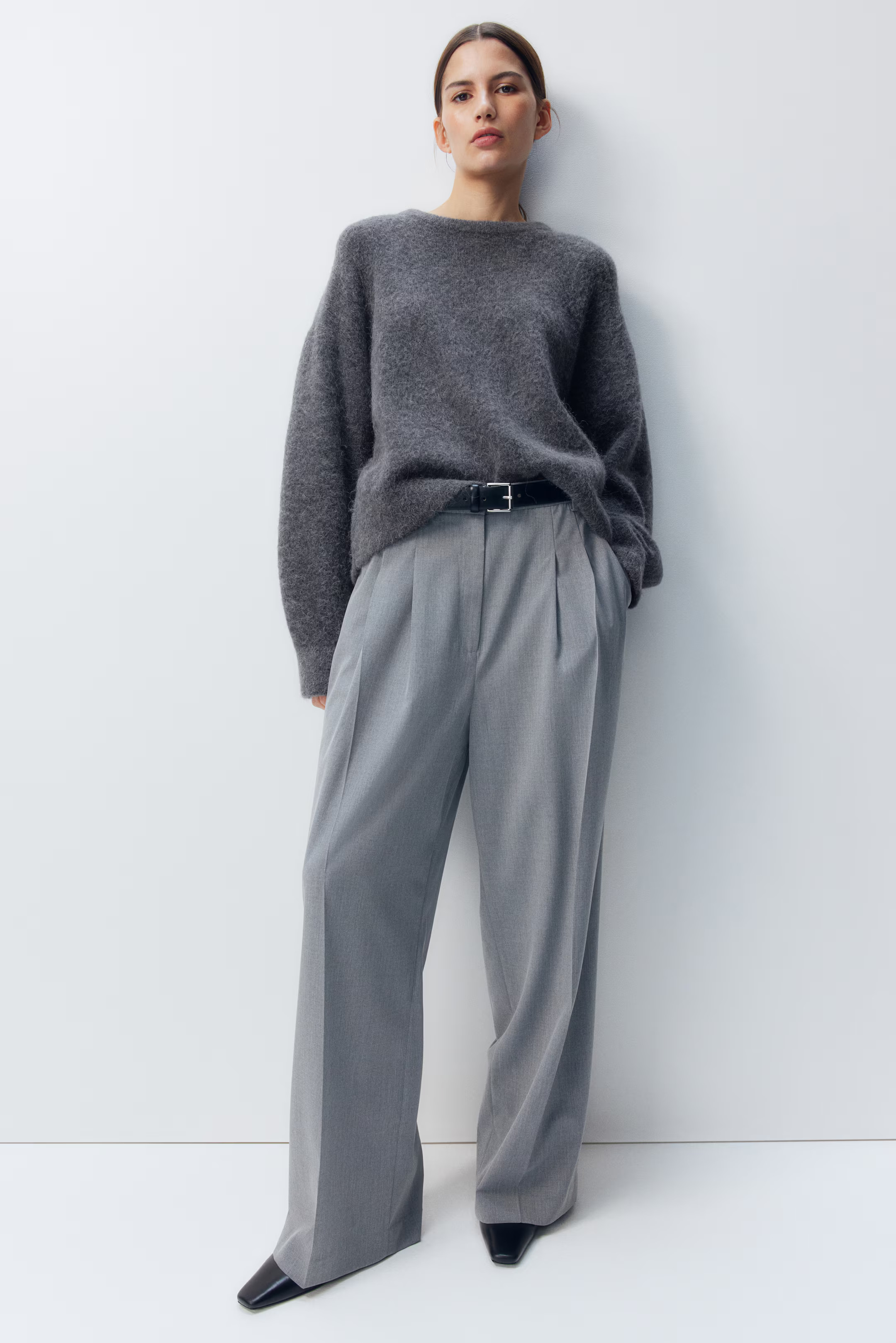 Oversized alpaca-blend jumper - Dark grey - Ladies | H&M GB | H&M (UK, MY, IN, SG, PH, TW, HK)